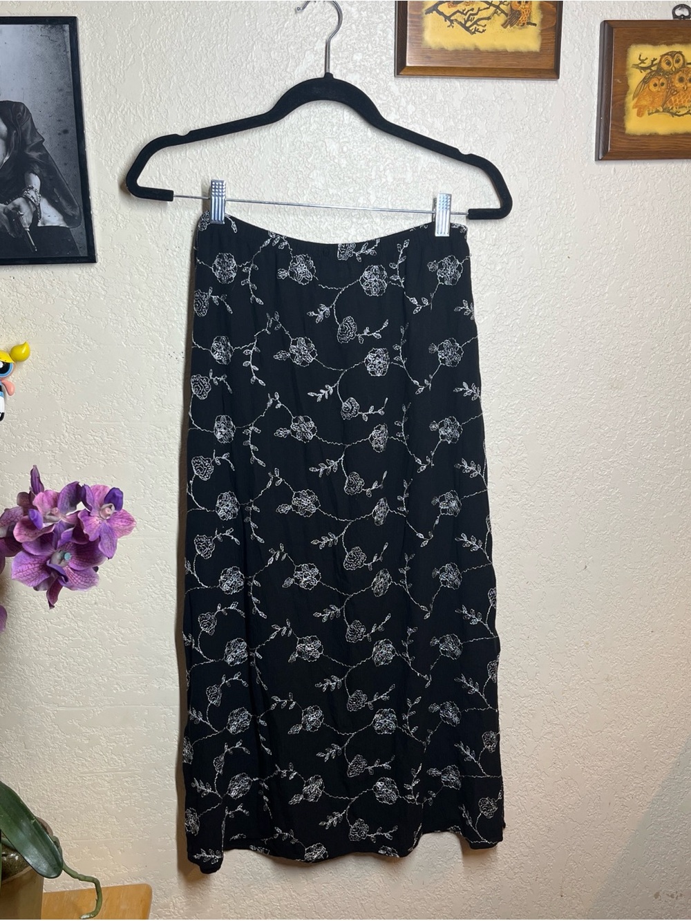 Kathie Lee Collection Black Floral Maxi Skirt